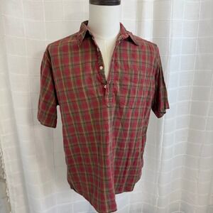 Vintage Gap Plaid Short Sleeve Cotton Collared Shirt Mens Medium Retro